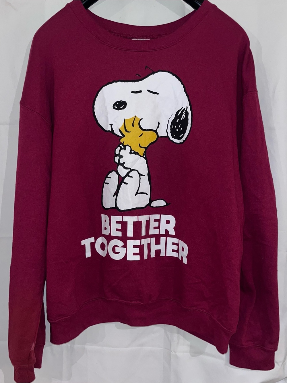 Peanuts Snoopy Sweatshirt Juniors XXL (19) Burgundy Better Together